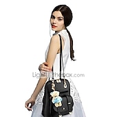 economico Zaini alla moda-Per donna Zaino per la scuola zaino Esterno Giornaliero Viaggi Tinta unica pelle sintetica Massima capacità Bottoni Cerniera Blu chiaro Grigio chiaro Vino