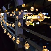 cheap Solar String Lights-Solar String Lights LED Outdoor Lights 6.5m 30 LEDs Set Mounting Bracket Warm White Wedding Party Holiday Patio Garden 3V