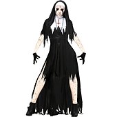 billige Klassisk skrekk-Nonne Cosplay kostyme Party-kostyme Drakter Skremmende kostyme Dame Voksne Ytelse Fest Stadie Karneval Mardi Gras Enkelt karnevalskostyme