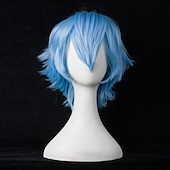 economico Parrucche da festa-parrucche sintetiche corte per donna bianco viola blu biondo giallo nero rosso parrucca cosplay femminile parrucca carnevalesca in fibra ad alta temperatura