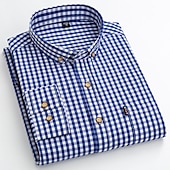 voordelige Overhemden met knopen voor heren-Voor heren Overhemd Geruit overhemd Button-down overhemd Shirt met kraag Geruit Bruiloft Werk B C D E Lange mouw Strijkijzer Lente &amp; Herfst Kleding Button-omlaag