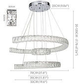 رخيصةأون نجف-3-ring led عاكسة للضوء pandent ضوء كريستال تصميم دائرة الثريا الفولاذ المقاوم للصدأ طبقات النمط الفني النمط الرسمي مطلي بالكهرباء الفنية led 110-240v