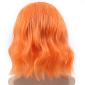 abordables Perruques de fête-perruques roses pour femmes perruque synthétique vague profonde frange soignée perruque rose courte a1 a2 a3 a4 a5 cheveux synthétiques femmes cosplay fête mode rose violet carnaval perruque