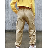 cheap Bottoms-Back to School Girls' 3D Solid Color Pants Summer Spring Fall Active Cargo Kid's Teen School Outdoor Daily