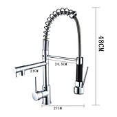 economico Rubinetti per lavello-Rubinetto da cucina - Una manopola Due fori Cromo Estraibile A 3 fori Moderno Kitchen Taps