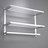 economico Portasciugamani-portasciugamani in alluminio per bagno, portasciugamani da parete a 3 strati porta asciugamani da bagno 60 cm (nero/argento/grigio canna di fucile)