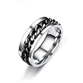 preiswerte Herrenschmuck &amp; Halsketten &amp; Ringe-Herren 1 Stück Manschettenknöpfe Ring Geschenk Täglich Klassisch Erklärung Silber Schwarz Golden