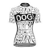 お買い得  ウィメンズジャージ-女性用 サイクリングジャージー グラフィック 犬 パターン柄 半袖 バイク ジャージー トップス 3つのリアポケット付き マウンテンサイクリング ロードバイク 速乾性 ソフト 反射性ストリップ 後ポケット スポーツ ホワイト 衣類