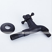 economico Da muro-rubinetto esterno, rubinetto per interni/esterni monocomando in stile industriale, installazione a parete nera beccuccio standard a un foro,/rubinetto per lavabo da bagno in ottone stile vintage con