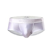 billige Komfortabelt herreundertøy-ensfargede boksertruser for menn super sexy 1 stk ungdoms u-konveks truser veske sexy truser blå s