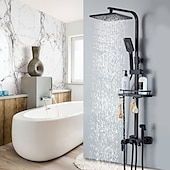 abordables Robinets de douche-Robinet de douche, système de pommeau de douche à effet pluie Ensemble de mitigeur thermostatique - douchette incluse douche à effet pluie extractible finitions peintes antiques contemporaines
