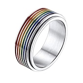 economico Anelli-anelli prosteel pride per donna uomo taglia 9 in acciaio inossidabile lgbtq pride rainbow fidget ring