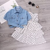 abordables Ensembles pour filles-Fille 3D Pois Ensemble de Vêtements Manche Courte basique Enfants