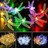 cheap Solar String Lights-Dragonfly Solar String Lights Outdoor 6.5M 30LEDs Waterproof Solar Fairy Lights 8 Modes Decorative Lights for Patio Garden Yard Fence Wedding Christmas Party Warm White RGB Multicolor