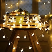 abordables Guirlandes lumineuses USB-Guirlande lumineuse LED en forme d&#039;étoile pour réception de mariage élégante - 1,5 m 10 LED, 3 m 20 LED, guirlande alimentée par USB/batterie pour décoration de vacances en extérieur