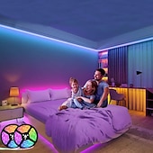 billiga Fjärrkontroll-led strip lights rgb 65.6ft 20m smd 5050 lysdioder färgskiftande vattentät med fjärrkontroll för hem kök tv fest sovrum bar jul heminredning