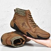 tanie Botki-męskie buty vintage z wysoką cholewką – sznurowane, codzienne buty outdoorowe z antypoślizgową podeszwą do wędrówek i codziennego noszenia