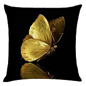 ieftine stil floral și plante-husă de pernă 4buc lenjerie moale decorativă pătrată acoperă pernă husă de pernă 45 x 45 cm (18 x 18 inch) lavabil cu mașină imprimare ginkgo biloba aur pernă în aer liber pentru canapea canapea pat