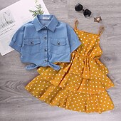 abordables Ensembles pour filles-Fille 3D Pois Ensemble de Vêtements Manche Courte basique Enfants