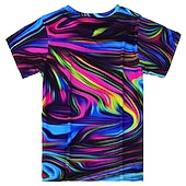 Недорогие Девичье 3D-видение и сияние-Девочки 3D Графика Геометрический принт Контрастных цветов Футболка С короткими рукавами 3D печать Лето Спорт Мода Уличный стиль Дети Атлетический