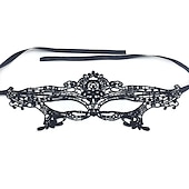 baratos Acessórios e mais-máscara de renda feminina máscara de olho de senhora festa de adultos carnaval adereços de halloween acessórios de renda tactel vermelho branco preto feminino fantasias de máscara de olho