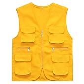 billiga Herrars fiskeväst-Herr Dam Fiskeväst Vandringsväst Ärmlös Väst Jacka Överdelar Utomhus Andningsfunktion Snabb tork Multi Pocket Lättvikt Vår Polyester Svart Gul Rubinrött Fiske Klättring Löpning