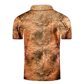 preiswerte Bedrucktes Poloshirt für Herren-Herren Grafik Cosplay Poloshirts Golfshirt Kurzarm Polo-Shirts Hemden mit Kragen Lässig Urlaubskleidung Rave-Kleidung Party-Outfits Knöpfe 3D-Druck Gelb Braun