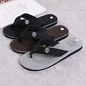 billige Uformelle sandaler-svarte flip-flop-sandaler for menn med polstret såle - komfortabelt uformelt strand- og sommersko