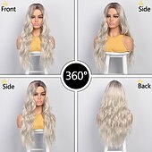 economico Parrucche trendy sintetiche-parrucche grigie per le donne parrucche sintetiche parrucche lunghe ondulate per le donne parrucca laterale parte naturale resistente al calore capelli del partito ombre parrucche bionde brizilan