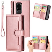 お買い得  サムスン用ケース-サムスン Galaxy S24 Ultra Plus S23 Ultra Plus S21 Ultra Plus S20 Plus S20 Ultra Note 20 Ultra S25 Ultra ウォレットケース カードホルダー 防塵付き フォンストラップ PUレザー