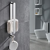 economico Portasciugamani-portasciugamani multifunzionale con gancio mensola da bagno in acciaio inossidabile galvanizzato e lucidato autoadesivo argentato 1pz