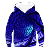 preiswerte Jungen 3D Vision &amp; Geometrie-Kindertag Jungen 3D Hahnentrittmuster Kapuzenpullover Langarm 3D-Druck Aktiv Basic kinderkleidung