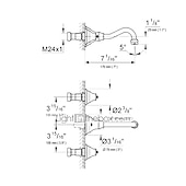 economico Da muro-rubinetto miscelatore lavabo a parete, rubinetti per lavabo diffusi ottone vintage 2 maniglie 3 fori lavabo lavabo rubinetto con tubo acqua calda fredda retrò antico