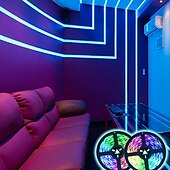 Недорогие Дистанционное управление-светодиодные ленты rgb 10m 32.8ft рождество tiktok tv подсветка 600 светодиодов гибкое изменение цвета smd 2835 с контроллером 44 клавиш источник питания 100-240 в для домашней спальни кухня