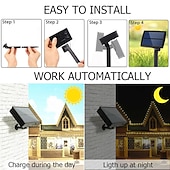 baratos Luzes Solares para Exterior-Luzes ao Ar Livre Solar LED Luzes de Cordão Cortina à Prova d'Água 3.5M Decoração Fairy Star Atmosfera Iluminação para Casamento Jardim Pátio Decoração Colorida com Controle Remoto