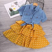 abordables Ensembles pour filles-Fille 3D Pois Ensemble de Vêtements Manche Courte basique Enfants