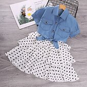 abordables Ensembles pour filles-Fille 3D Pois Ensemble de Vêtements Manche Courte basique Enfants