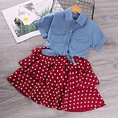 abordables Ensembles pour filles-Fille 3D Pois Ensemble de Vêtements Manche Courte basique Enfants