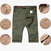 お買い得  メンズアクティブパンツ-メンズハイキングパンツブラックパンツコンバーチブルパンツ/ジップオフパンツ無地夏屋外防水通気性速乾性汗を発散させるナイロンパンツ/パンツコンバーチブルパンツボトムスブラックアーミー