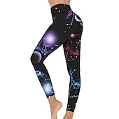 Χαμηλού Κόστους Γιόγκα κολάν &amp; καλσόν-Γυναικεία Παντελόνι για γιόγκα Αντίστροφη καρότσα Έλεγχος κοιλιάς Ψηλή Μέση Γυμναστήριο προπόνηση Τρέξιμο Καταλληλότητα Καλσόν Ποδηλασία Κολάν Σχέδιο γαλαξίας Μαύρο Φθινόπωρο Χειμώνας Αθλητισμός