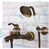 abordables Systèmes de douche à valve brute-robinet de douche, robinet de douche en laiton antique setrainfall poignée unique trois trous système de douche antique valve en céramique mitigeurs de bain douche avec interrupteur d'eau chaude et