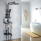abordables Robinets de douche-Robinet de douche, système de pommeau de douche à effet pluie Ensemble de mitigeur thermostatique - douchette incluse douche à effet pluie extractible finitions peintes antiques contemporaines