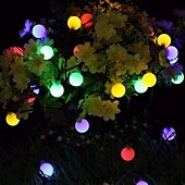 economico Striscie luci ad energia solare-eleganti luci solari per esterni per ricevimenti di nozze – 6,5 m 30 led, lampadine opache impermeabili, bianco caldo&amp;amp;colorato, 8 modalità per decorazioni natalizie