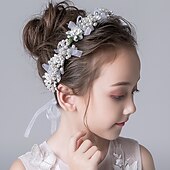 preiswerte Haarreifen &amp; Tiaras-niedliche Prinzessin Hochzeit Kopfbedeckung Blume Hochzeit Haarzubehör Perle Strass Stirnband Braut Hochzeit Diademe für Blumenmädchen und Frauen