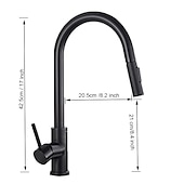 abordables Mitigeurs avec spray-Robinet mitigeur d&#039;évier de cuisine avec pulvérisateur extractible, robinet de récipient rotatif en acier inoxydable, robinet de pulvérisation en mode pluie/cascade, robinet de robinet de cuisine noir et argent avec distributeur de savon