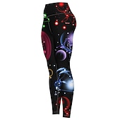 Χαμηλού Κόστους Γιόγκα κολάν &amp; καλσόν-Γυναικεία Παντελόνι για γιόγκα Αντίστροφη καρότσα Έλεγχος κοιλιάς Ψηλή Μέση Γυμναστήριο προπόνηση Τρέξιμο Καταλληλότητα Καλσόν Ποδηλασία Κολάν Σχέδιο γαλαξίας Μαύρο Φθινόπωρο Χειμώνας Αθλητισμός