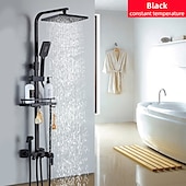 abordables Robinets de douche-Robinet de douche, système de pommeau de douche à effet pluie Ensemble de mitigeur thermostatique - douchette incluse douche à effet pluie extractible finitions peintes antiques contemporaines