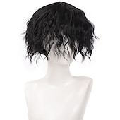 cheap Mens Wigs-Brown Wigs for Men Short Curly Synthetic Hair Wigs for Men Boy Costume Cosplay Party Natural Black Heat Resistant Fake Hair