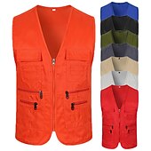 cheap Vests-Men&#039;s Fishing Vest Military Tactical Vest Hiking Vest Sleeveless V Neck Vest / Gilet Jacket Top Outdoor Breathable Quick Dry Lightweight Multi Pockets Cotton Polyester Dark Grey Black Army Green