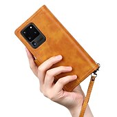 お買い得  サムスン用ケース-サムスン Galaxy S24 Ultra Plus S23 Ultra Plus S21 Ultra Plus S20 Plus S20 Ultra Note 20 Ultra S25 Ultra ウォレットケース カードホルダー 防塵付き フォンストラップ PUレザー